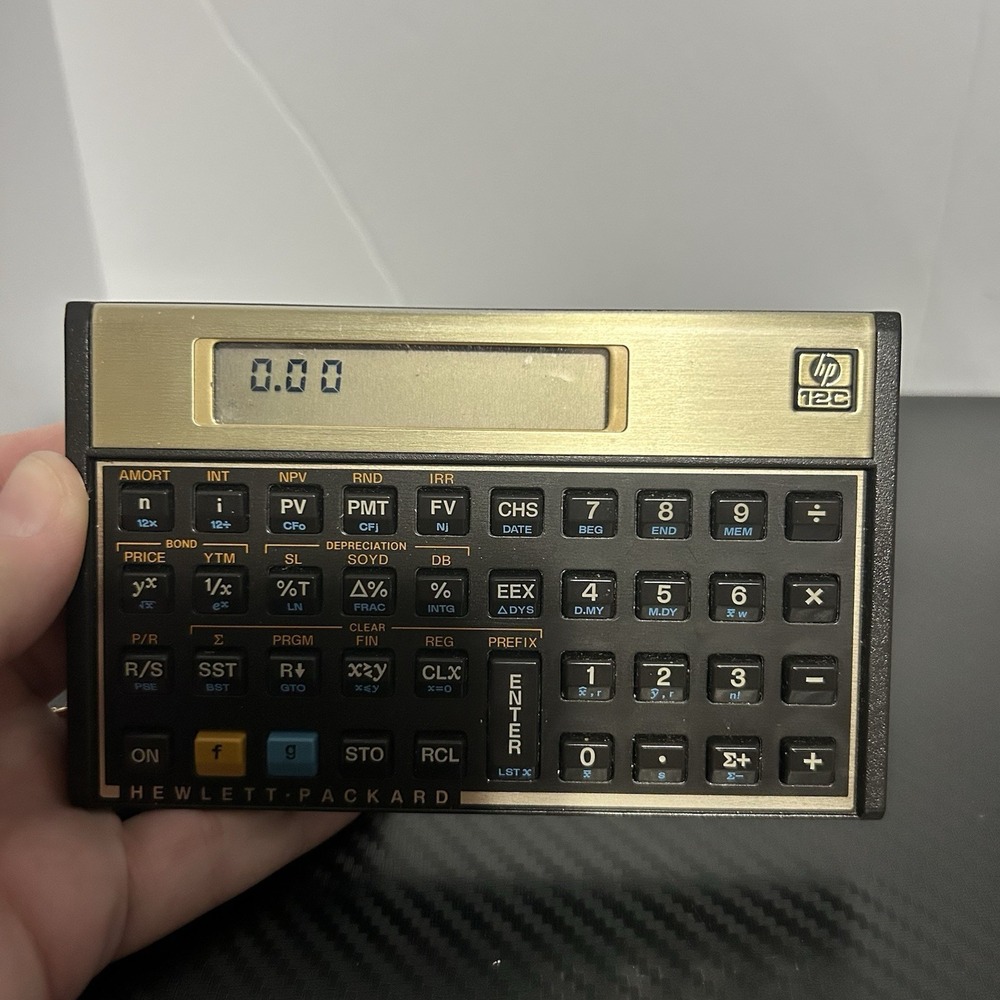 Vintage HP 12C Financial Calculator w/ Original Cover Made in USA TESTED Works! - Picture 3 of 9